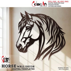 Archivos SVG de decoración de pared de caballos para máquinas de corte CNC (descarga digital) JH-564