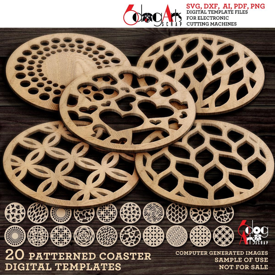Coaster SVG Templates: 20 Patterned Designs (digital Download) JH-698 ...