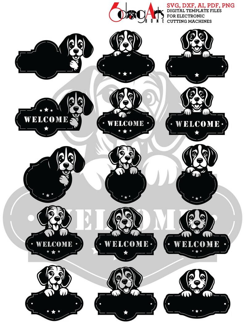 15 SVG Beagle Welcome Sign Digital Templates Instant Download for Laser ...