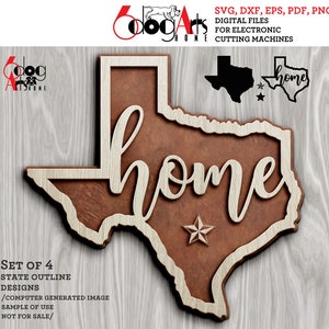 4 Texas State Outline Home Wall Decor Layered Templates Vector Digital SVG DXF Files GlowForge Laser Cutting Cricut Download JH-049 image 5