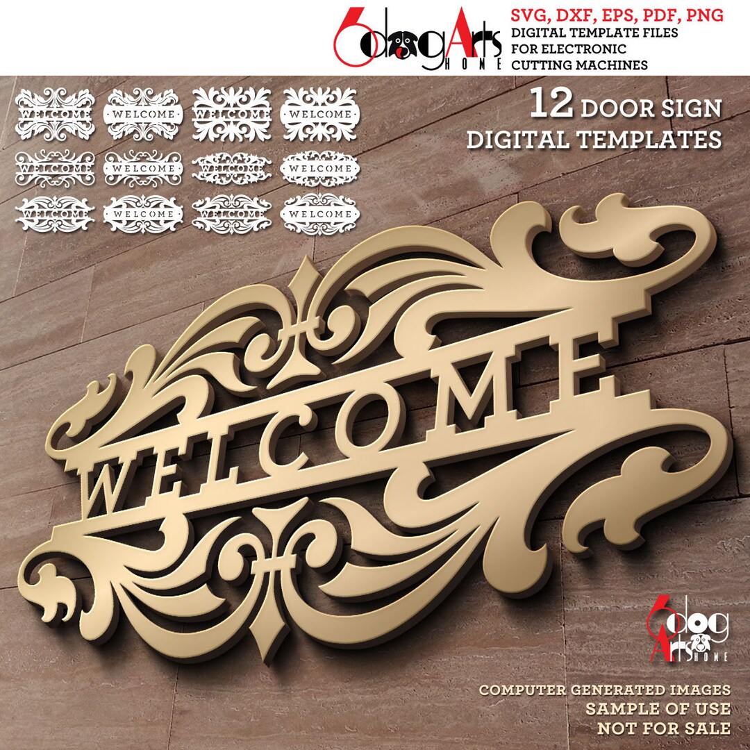 12 Welcome Door Sign Templates Digital Vector Files Svg Dxf