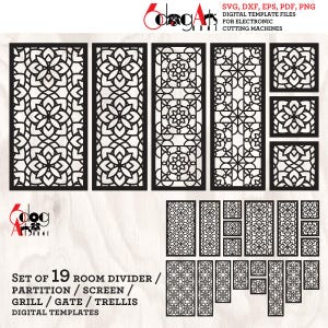 19 Grill Gate Room Screen Divider Partition  Digital Templates Svg Dxf Files Laser Cricut Glow Forge Plasma Cutting CNC Download JB-047