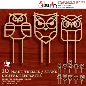 10 huis tuinuil plant latwerk inzet sjablonen vector digitale SVG DXF-bestanden GlowForge lasersnijden Cricut Maker Instant Download JH-290