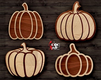 4x2 (8) Multilayered SVG DXF Thanksgiving Pumpkin Templates Vector Digital Files for Laser GlowForge Cricut cnc Wood Paper Cutting JH-105