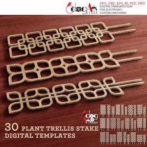 30 Haus Pflanzen Spalier Pfahl Vorlagen Vektor Digitale SVG DXF-Dateien GlowForge Laser Schneiden Cricut Maker Sofort-Download JH-448