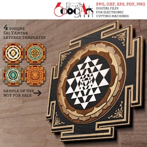 4x Sri Yantra Hinduismus Buddhismus Heilige Geometrie Wand Dekor Multilayered Vorlagen Digitale SVG Dateien Laser Schneiden Cricut Download JH-458