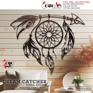 Dream Catcher Wall Decor Digitale Vorlagen SVG DXF-Dateien Download Laser Glow Forge Cnc-Fräser Laser Glow Forge Schneiden Holz Gravur JH-608