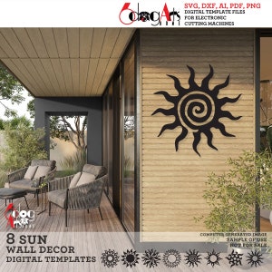 Zon Boho muur decor digitale sjablonen SVG DXF-bestanden Instant Download Laser Glow Forge cnc router Cricut metaal houtsnijden JH-612