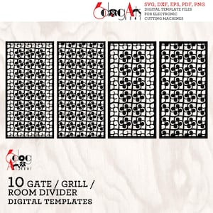 4 Grill Gate Room Screen Divider Partition Garden Trellis Templates Digital Svg Dxf Files Laser Cricut Glow Forge Plasma Cutting CNC JH-200