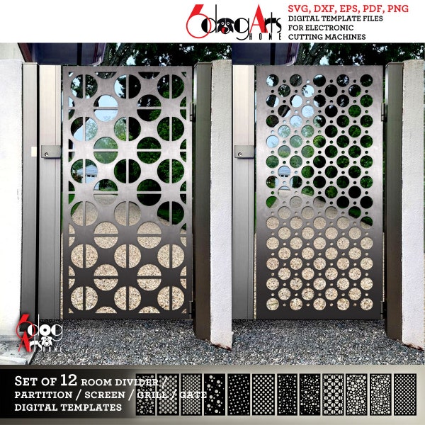 12 Grill Gate Room Screen Divider Partition Templates Digital Svg Dxf Files Laser Cricut Glow Forge Plasma Cutting CNC JB-1800