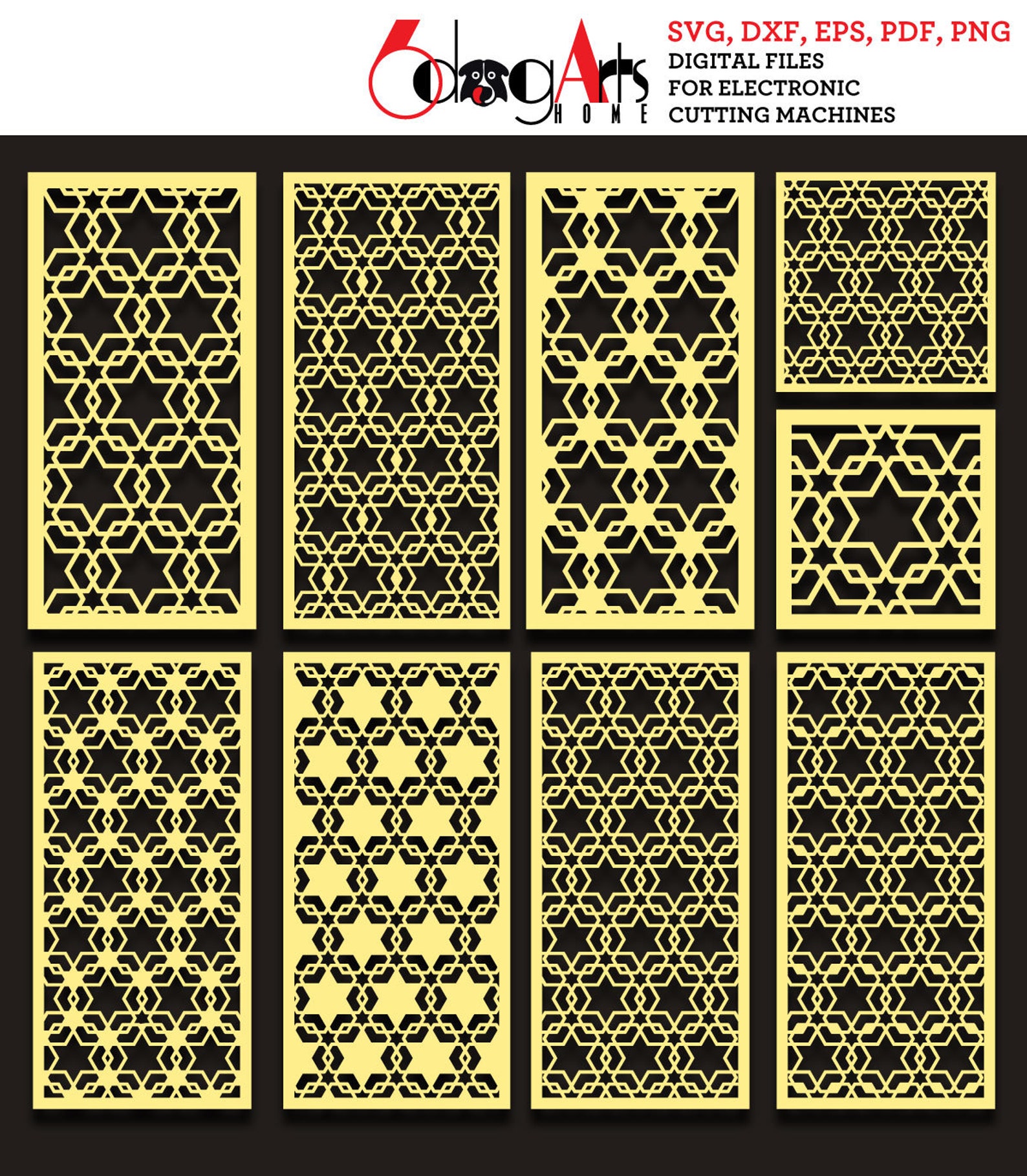 9 Arabesque Pattern Grill Templates Digital Svg Dxf Files Room Screen ...