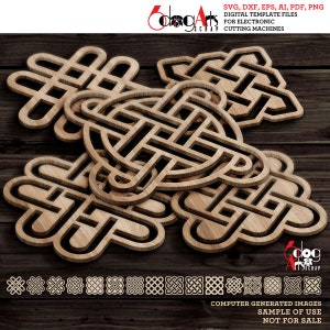 16 Celtic Coaster Grill Trivet Wall Decor Templates Vector Digital SVG DXF Files Download cnc Laser Cutting GlowForge Cricut Maker JH-177