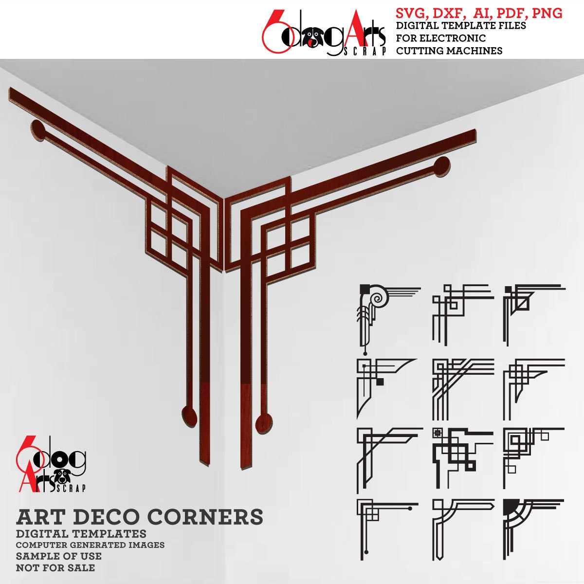 Art Deco Gatsby Corners SVG DXF Files Digital Templates