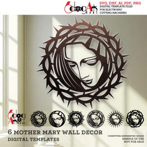 Decorazione murale di Madre Maria Modelli digitali File SVG DXF Download immediato Laser Glow Forge router cnc Cricut Metallo Legno Carta Taglio JH-616