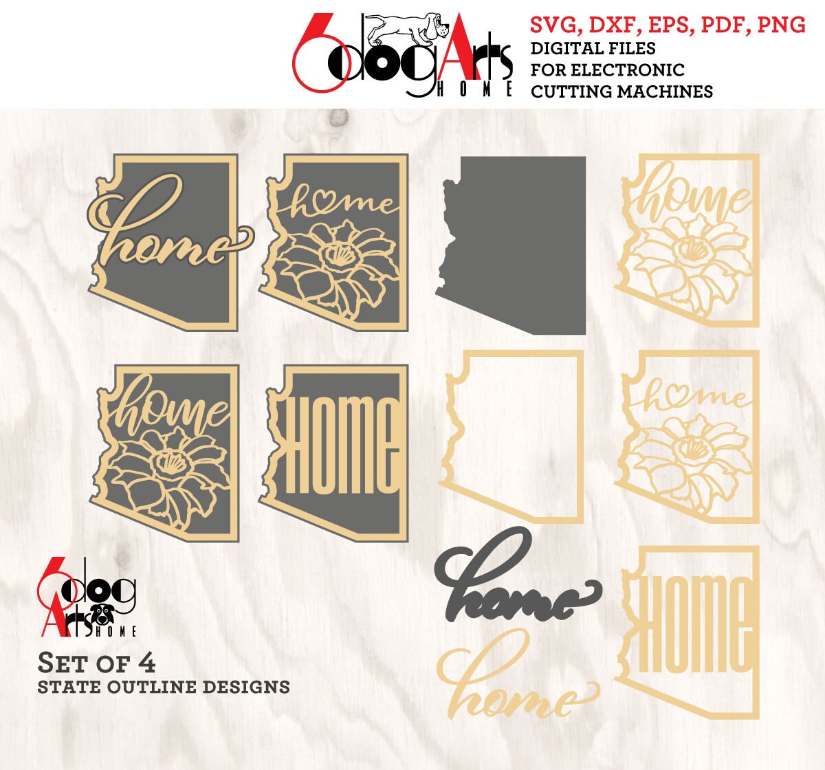 4 Arizona State Outline Home Wall Decor Layered Templates - Etsy
