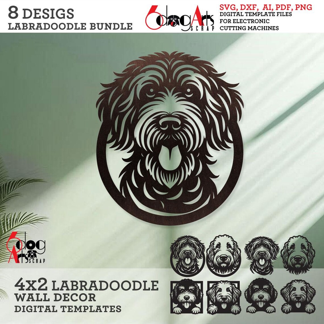 8 Labradoodle SVG Dog Wall Decor Digital Templates Download for Laser ...
