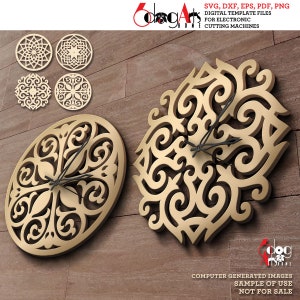 4 Moroccan Designs for Wall Clock Templates Digital Vector Files Svg Dxf Download Wall Decor Laser Metal Wood Cutting CNC Plasma JB-1913