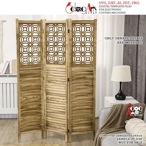 Verzierte Falten Sichtschutz Panel Einfügen Trennwand Raumteiler Wand Dekor Digitale SVG-Dxf-Dateien Laser schneiden CNC Instant Download JH-555