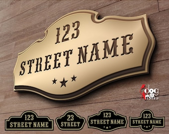 Address Sign / Plaque SVG Templates Bundle: 4 Designs for cnc Machines, Laser Cutting, JH-237