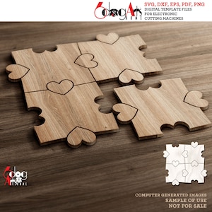 Puzzle Coaster Trivet Wedding Decor Templates Vector Digital SVG DXF Files Instant Download GlowForge Laser Cutting Plasma cnc Cricut JH-142