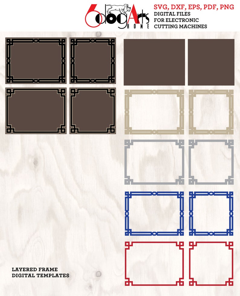 Layered Art Deco Frame Templates Vector Digital SVG DXF Files for Wood ...