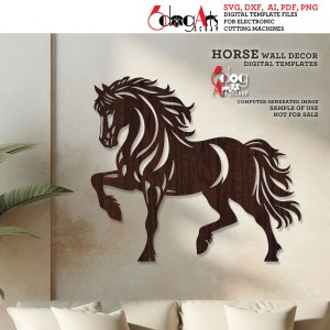 Modelli digitali per decorazioni da parete a forma di cavallo File SVG DXF Download immediato Laser Glow Forge CNC Router Cricut Metal Paper Cutting JH-563