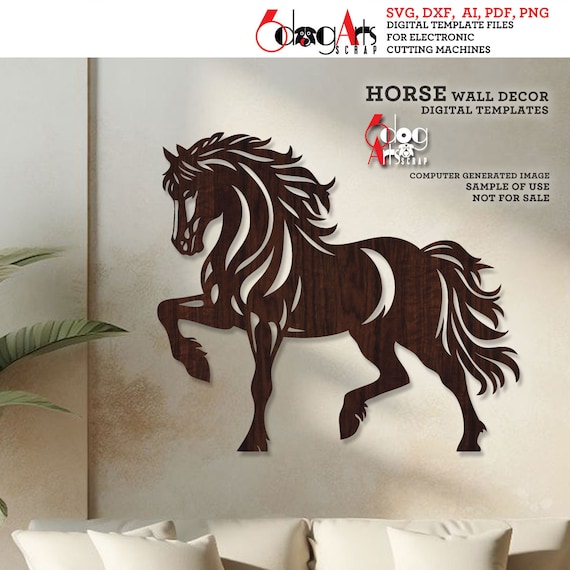 Horse Wall Decor SVG DXF Digital Template for Laser cnc Plasma Cutting Instant Download JH-563