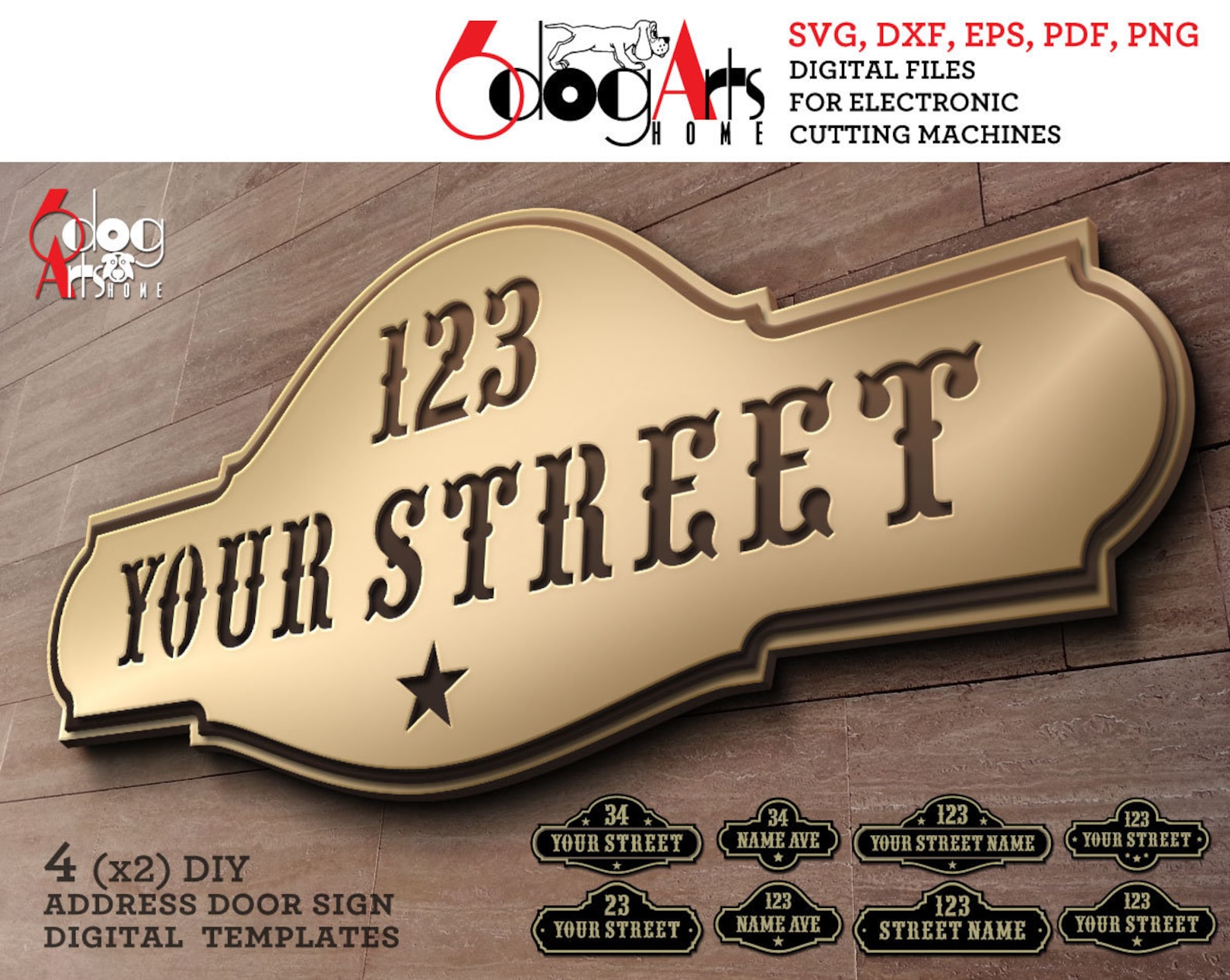 4 x2 DIY Address Door Sign Plaque Digital Templates Svg Dxf Etsy Canada