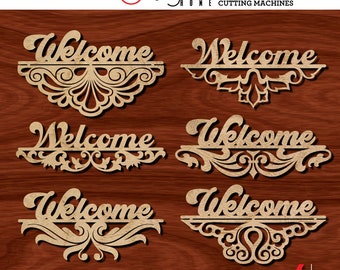 Welcome Sign SVG / DXF Bundle: 6 Laser Cutting Templates, JB-1244