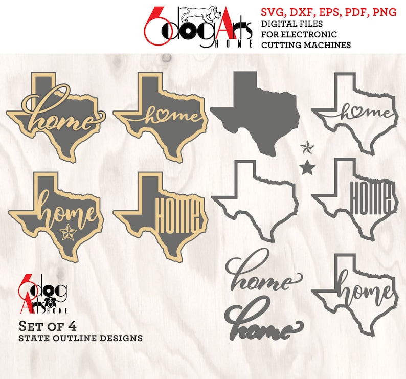 4 Texas State Outline Home Wall Decor Layered Templates Vector Digital SVG DXF Files GlowForge Laser Cutting Cricut Download JH-049 image 2