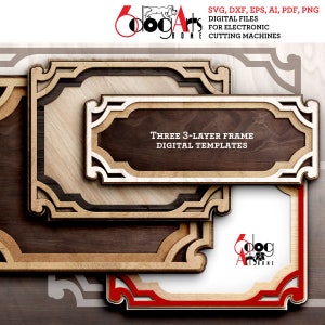 Geschichtete Rahmen Vorlage Vektor Digitale SVG DXF-Dateien für Holz Karton Vinyl Schneiden GlowForge Cricut Laserschneiden JH-379