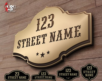 4 DIY Address Door Sign Plaque Digital Templates Svg Dxf Vector Files GlowForge Laser Metal Wood Cutting CNC Cutting Instant Download JH-239