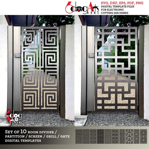 10 Greek Key Grill Gate Room Screen Divider Partition Templates - Main Image