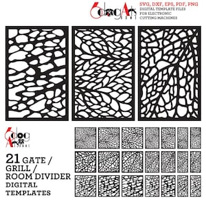 21 skelet blad Grill Gate partitie sjablonen digitale Vector Svg Dxf-bestanden kamer scherm Divider lasersnijden CNC plasmasnijder JB-1719