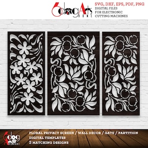 3 Floral Tore Grill Wand Dekor Raumteiler Trennwand Sichtschutz Vorlagen Digitale SVG