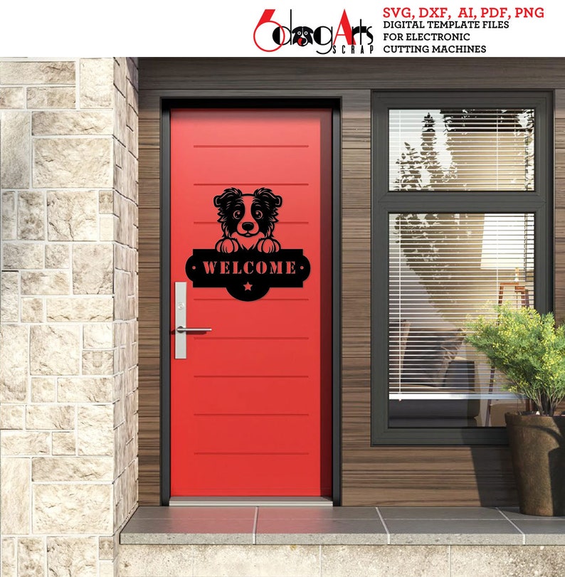 12x Border Collie Sign Digital Templates Vector SVG DXF Files