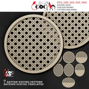 7 Rattan Weaving Pattern Layered Backing Templates Digital SVG DXF Files Laser Cutting Engraving Glow Forge Instant Download JH-256