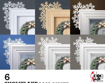 6 SVG DXFバンドル：クリスマススノーフレークドアコーナーデジタル