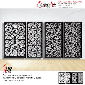 Glasgow Rose Art Deco Room Divider / Privacy Screen Templates (SVG DXF Digital Download) JH-363