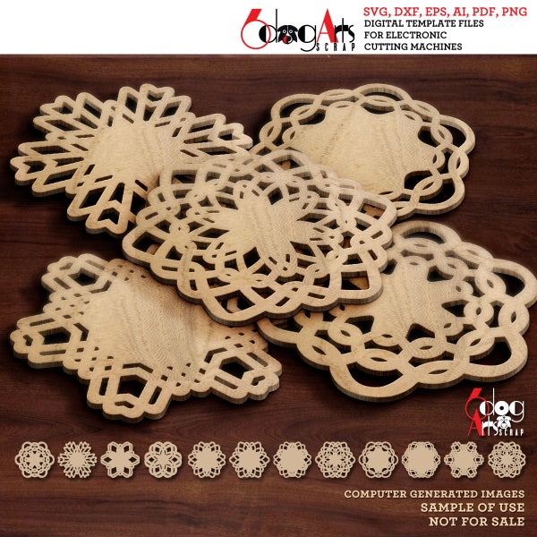 12 Marocain Arabesque Coaster Trivet Wall Decor Templates Vector Digital SVG DXF Files Télécharger Laser Cutting GlowForge Cricut Maker JH-277