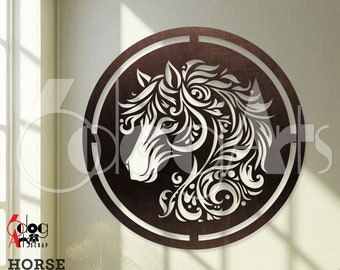 Modelo digital SVG/DXF para decoração de parede com tema de cavalos, para corte a laser, CNC e plasma, download instantâneo - JH-599