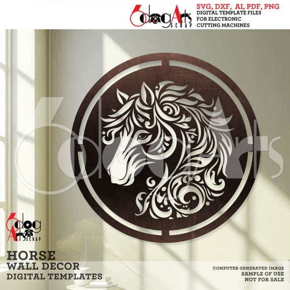 Horse Wall Decor SVG DXF Digital Template for Laser cnc Plasma Cutting Instant Download JH-599