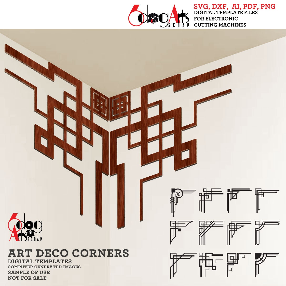 Art Deco Gatsby Corners SVG DXF Files Digital Templates
