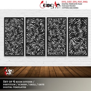 4 Laub Wand Dekor Raumteiler Trennwand Sichtschutz Vorlagen Digitale SVG DXF DXF Datei