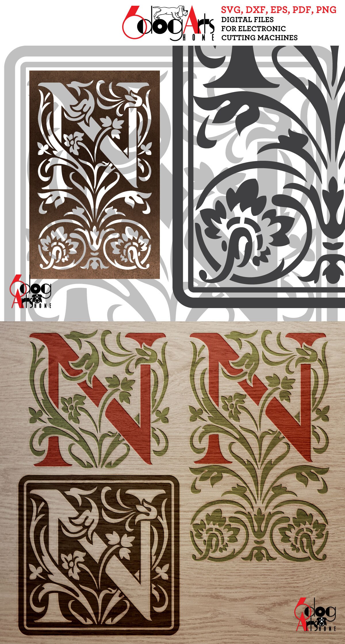 6 Monogram Letter N Templates Digital Vector Files Svg Dxf - Etsy