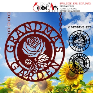 2 Omas Garten Willkommen Schild Vorlagen Vektor Digitale SVG DXF-Dateien Sofortiger Download Laserschneiden Plasmen Cricut JB-1985
