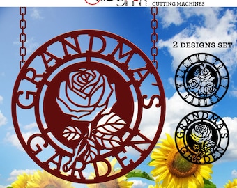 2 Grandma&#39;s Garden Welcome Sign Templates Vector Digital SVG DXF Files Instant Download Laser Cutting Plasma Cricut JB-1985