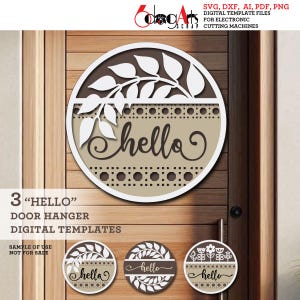 3 Multilayer Wreath Door Hanger SVG Templates for GlowForge Laser Cricut CNC Wood Paper Cutting Vector Digital Files JH-768
