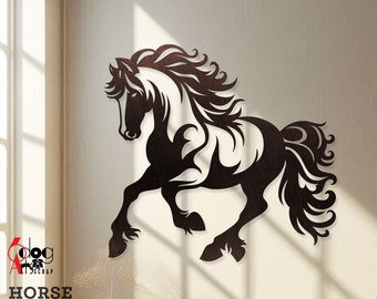 Modelo digital SVG/DXF para decoração de parede com tema de cavalos, para corte a laser, CNC e plasma. Download instantâneo. JH-562