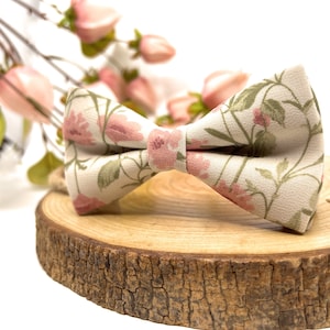 Blush Pink Floral Bow Tie: Wedding, Ring Bearer, Baby, Boy